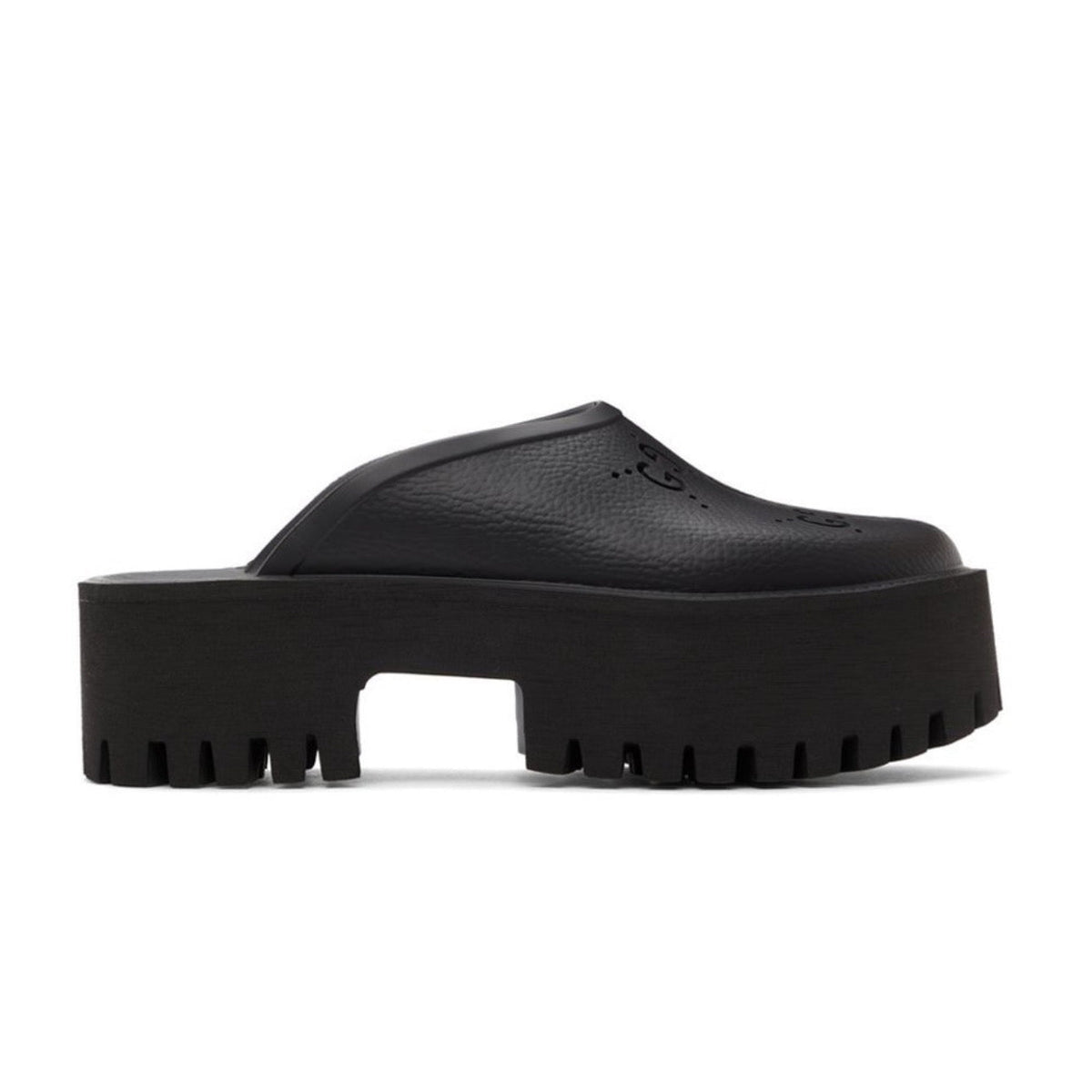 Gucci Platform Perforated G Sandal 'Black'