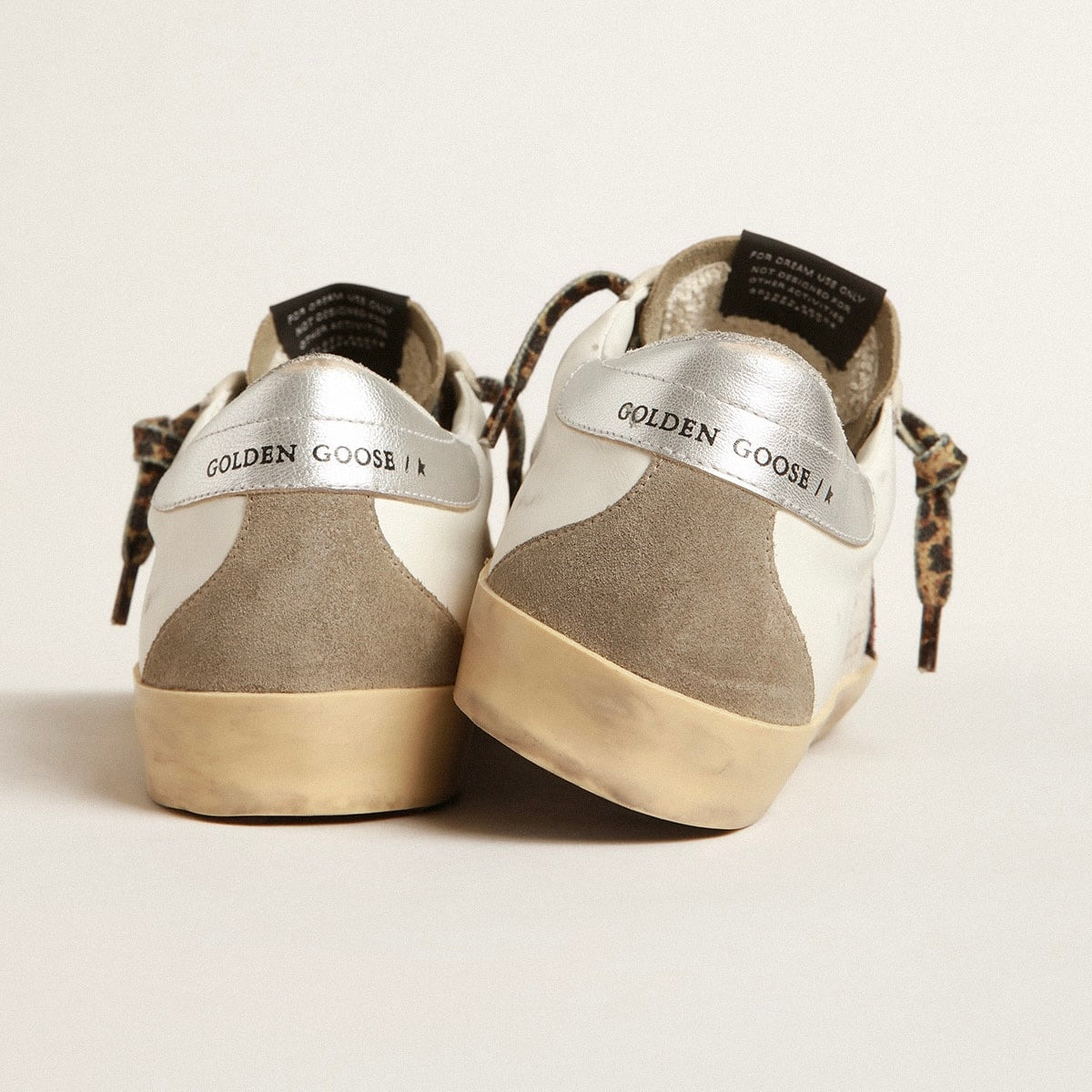 Golden Goose Super-Star with burgundy glitter star and silver heel tab(Women's)