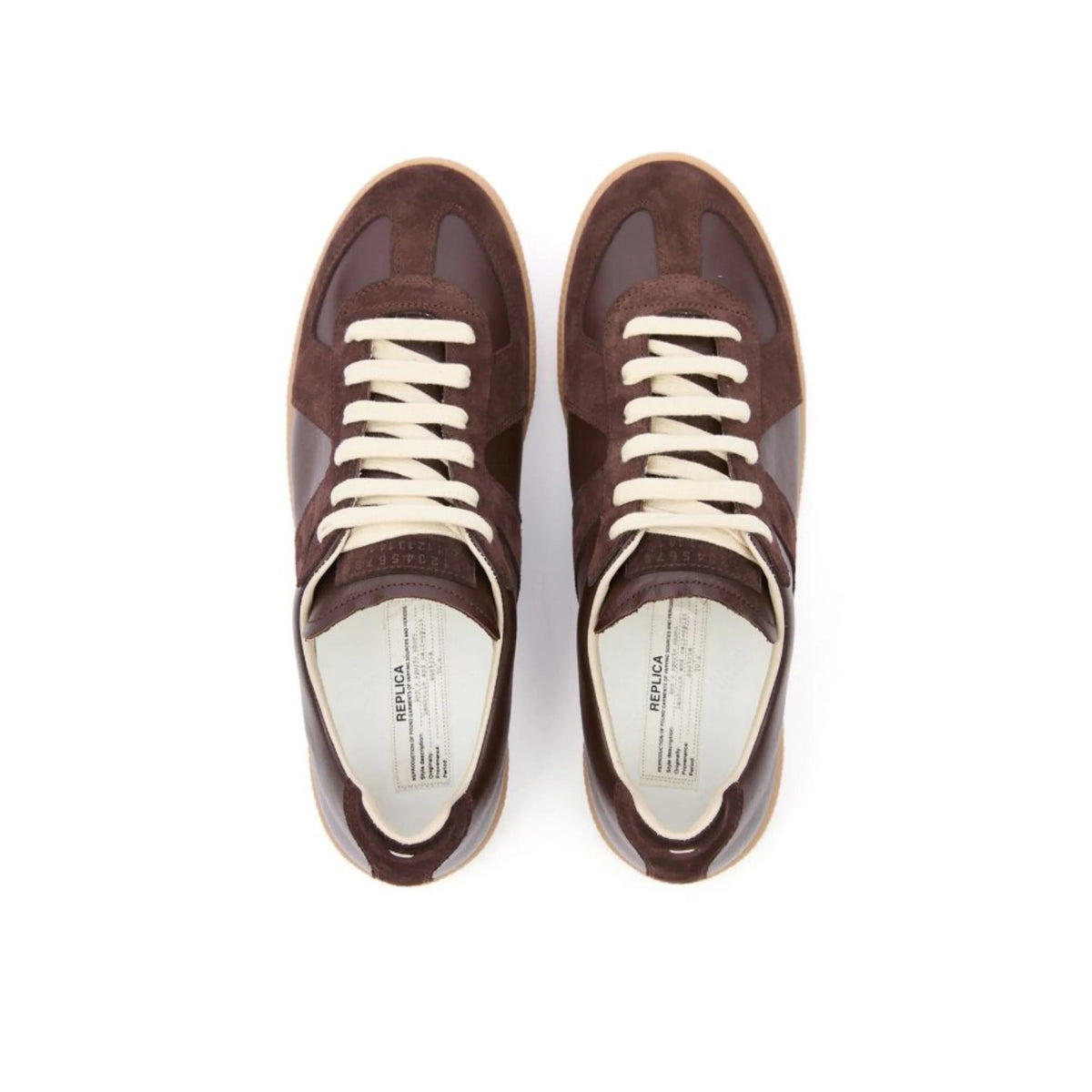 Maison Margiela - Replica leather and suede sneakers - brown