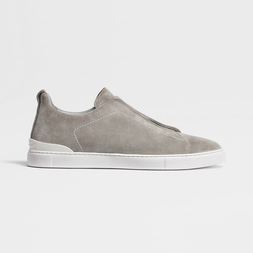 ZEGNA GREY MÉLANGE SUEDE TRIPLE STITCH™ SNEAKERS