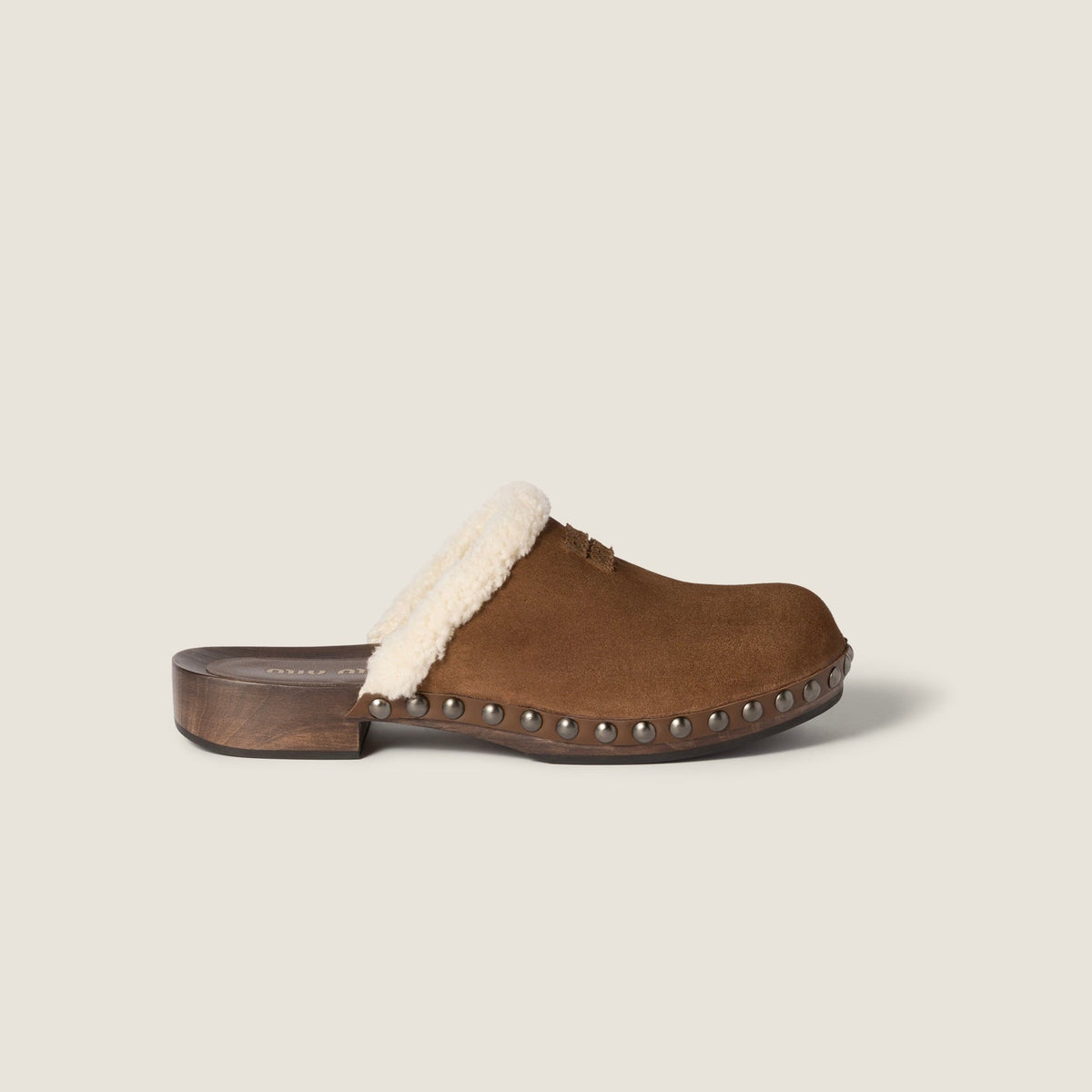 Miu Miu Suede clogs 'Cocoa Brown'