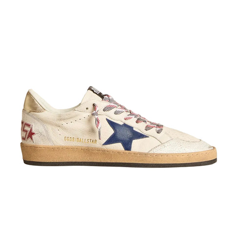 Golden Goose Ball Star in nappa leather with blue suede star and platinum leather heel tab(women)