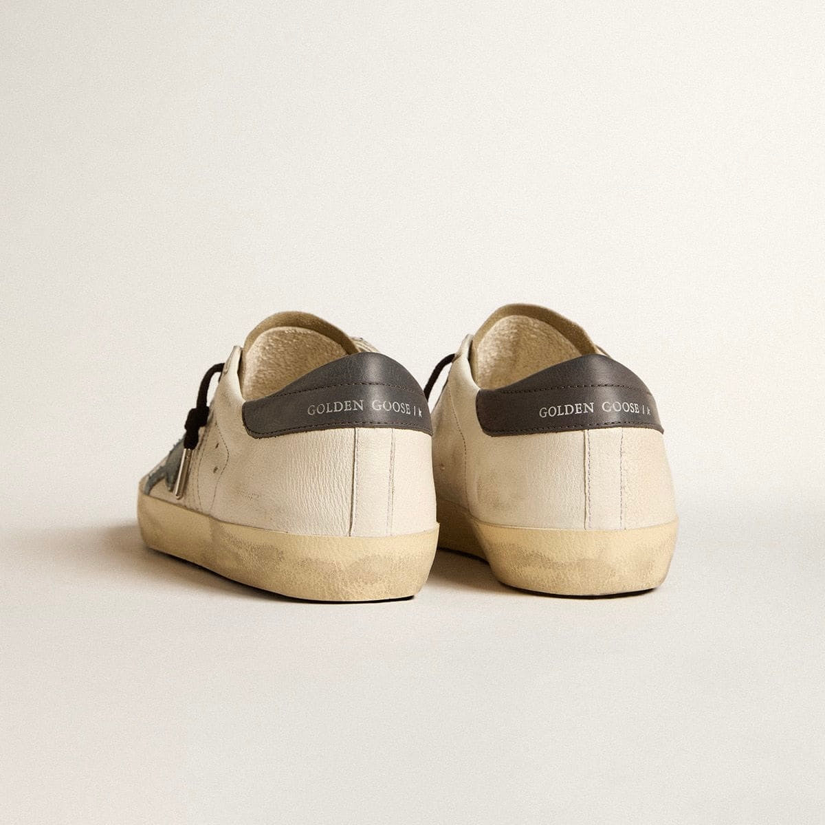 Golden Goose Super-Star in nappa leather with light blue suede star and gray leather heel tab (Men's)