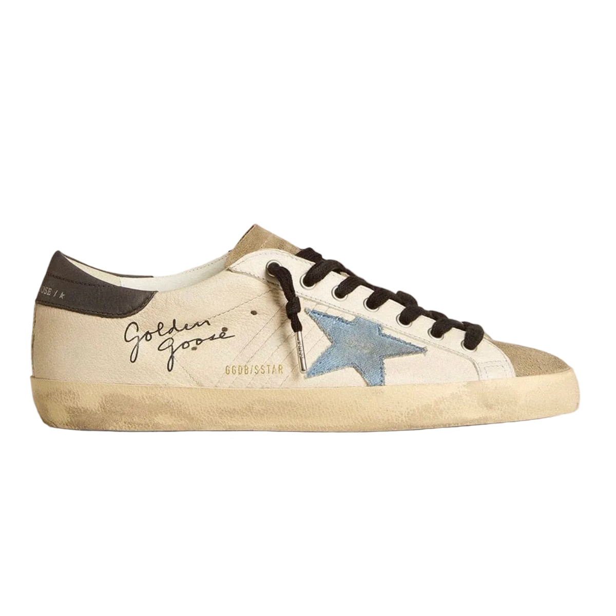 Golden Goose Super-Star in nappa leather with light blue suede star and gray leather heel tab (Men's)