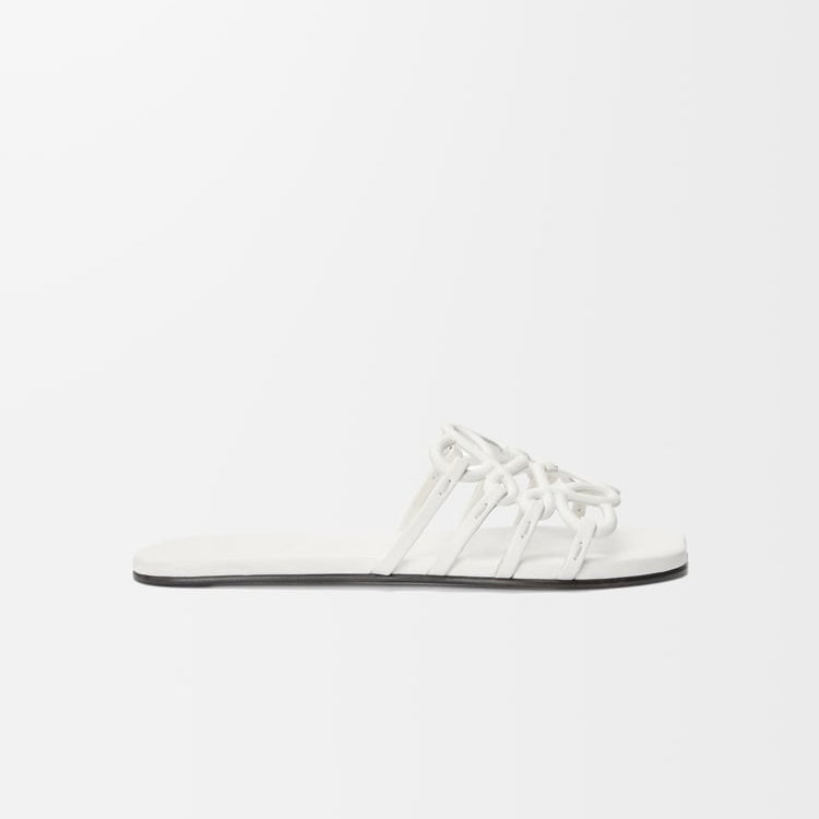 Loewe Petal Anagram leather slides 'All white'