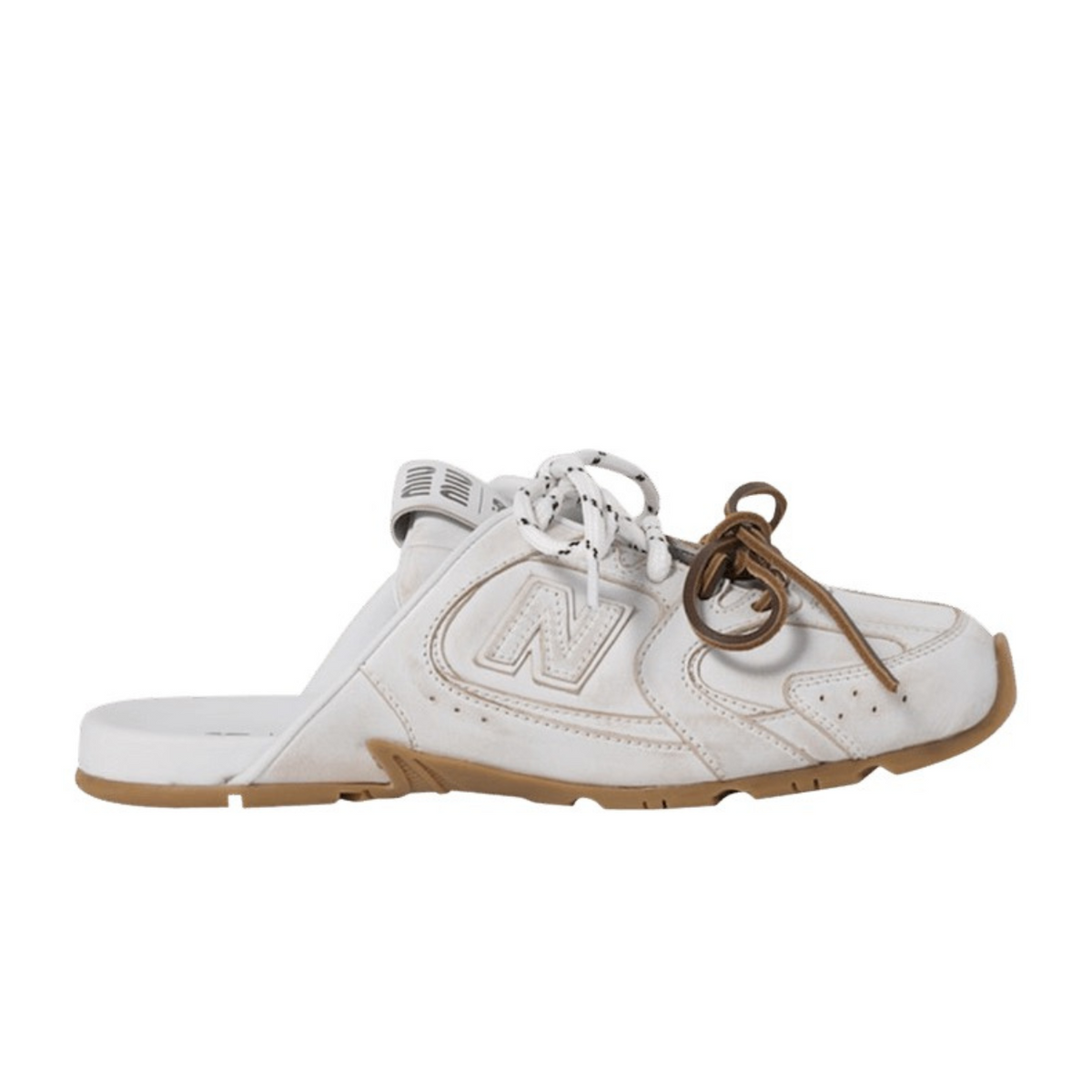 New Balance x Miu Miu 530 SL deco calf leather mules