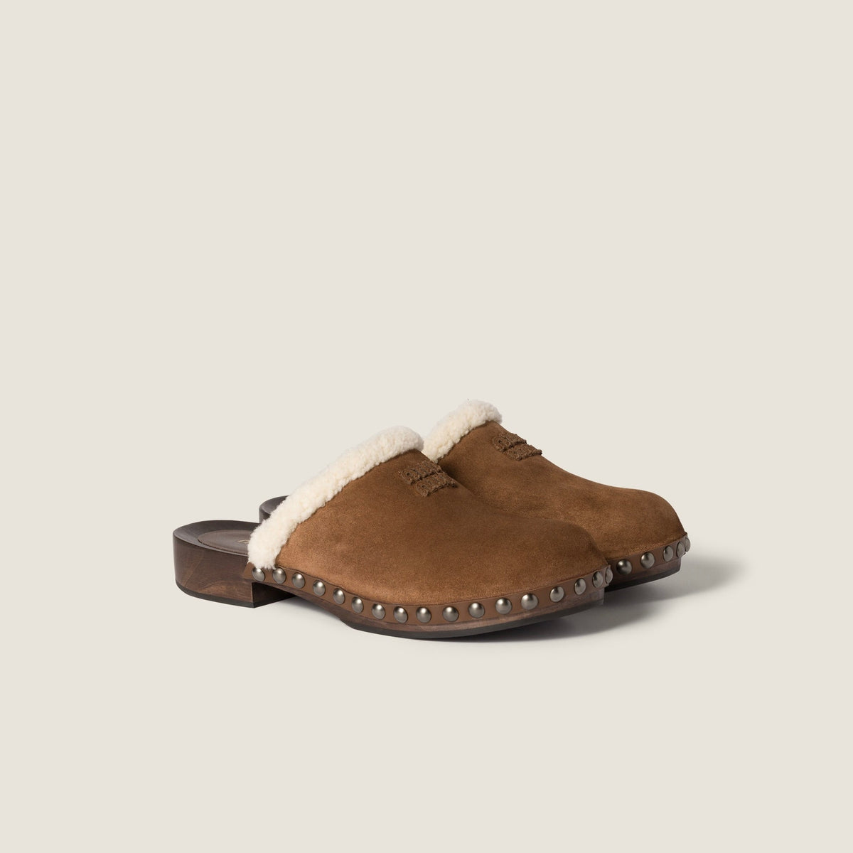 Miu Miu Suede clogs 'Cocoa Brown'