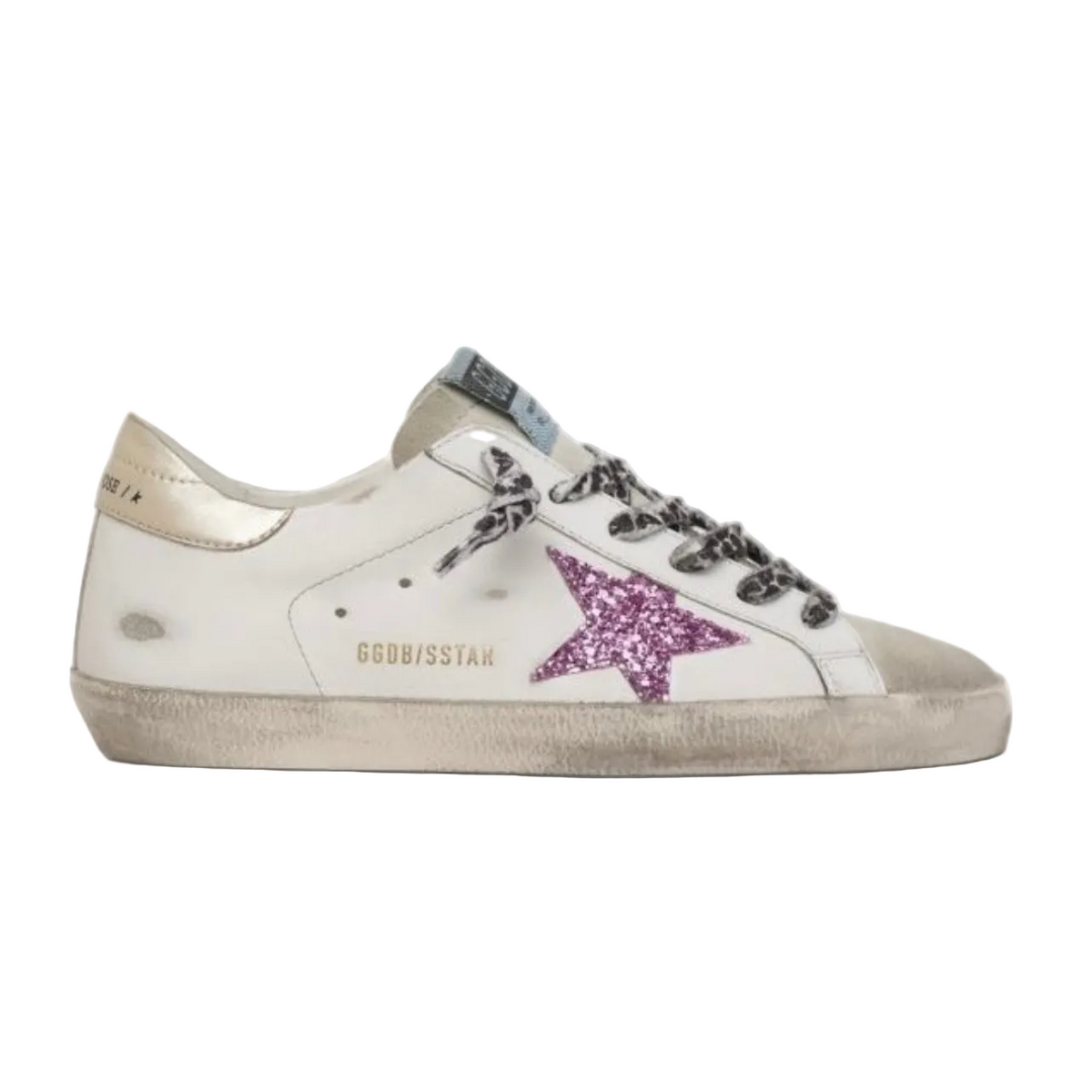 Golden Goose Super-Star with glitter and gold heels tap(Women's)