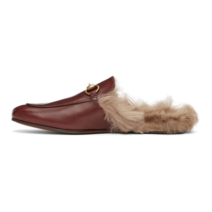 Gucci Burgundy Princetown Loafers