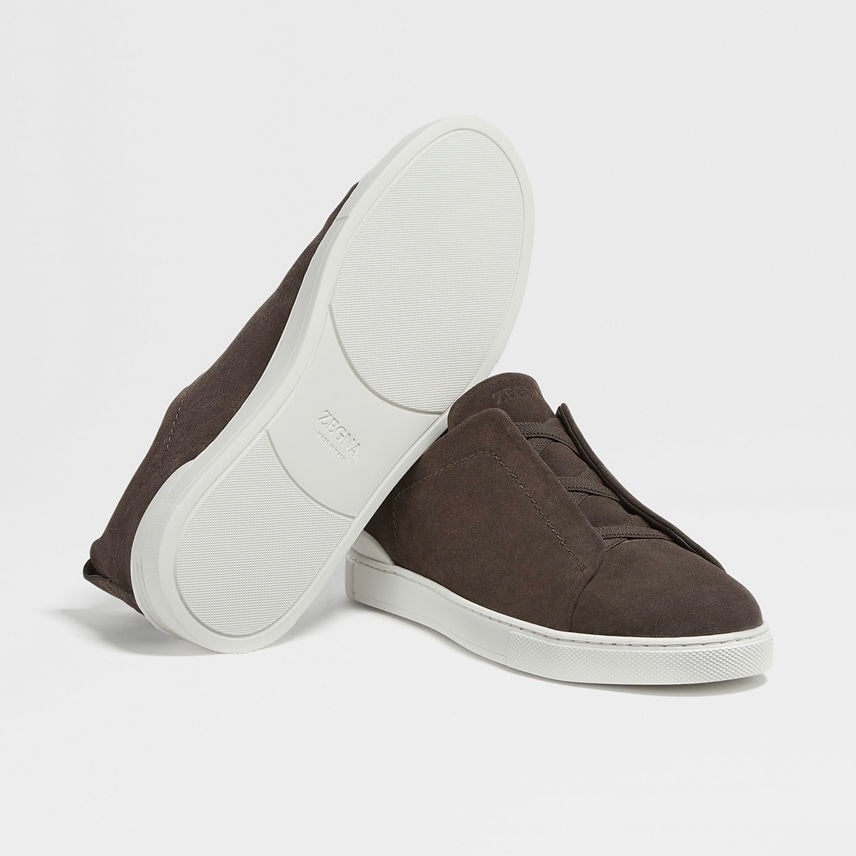 ZEGNA BROWN SUEDE TRIPLE STITCH™ SNEAKERS