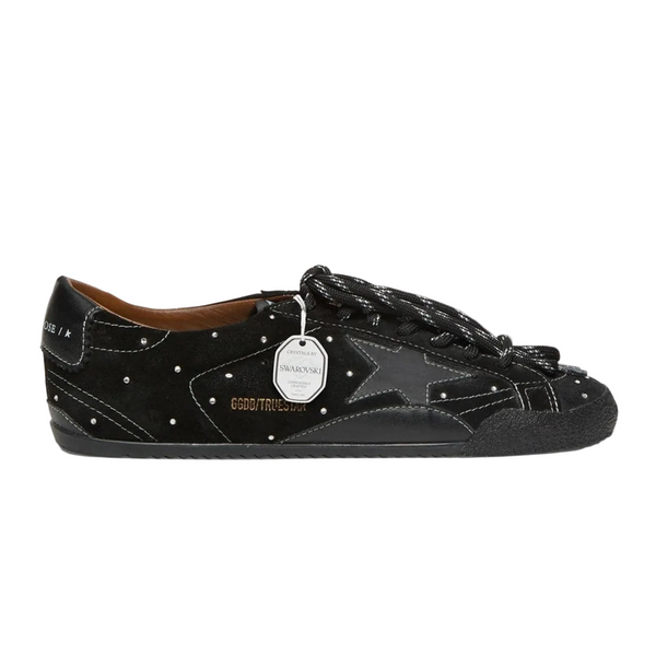 Golden Goose True-Star in black suede with Swarovski crystals and black leather star(Women's)
