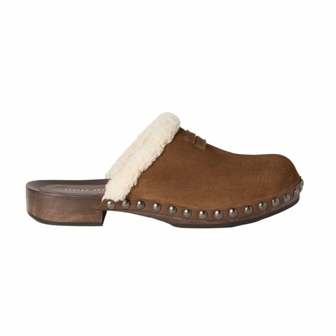 Miu Miu Suede clogs 'Cocoa Brown'