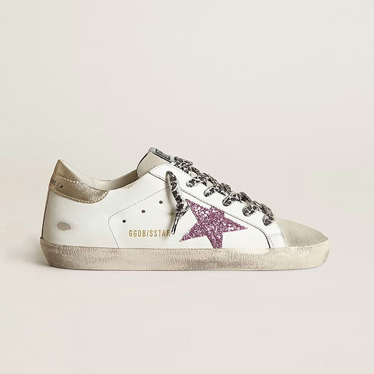 Golden Goose Super-Star with glitter and gold heels tap(Women's)